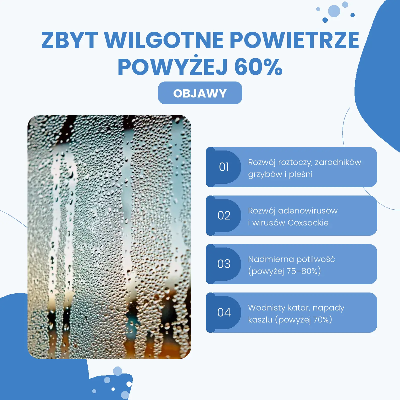 Objawy wilgotnego powietrza. Źródło infografiki: Klarta.pl