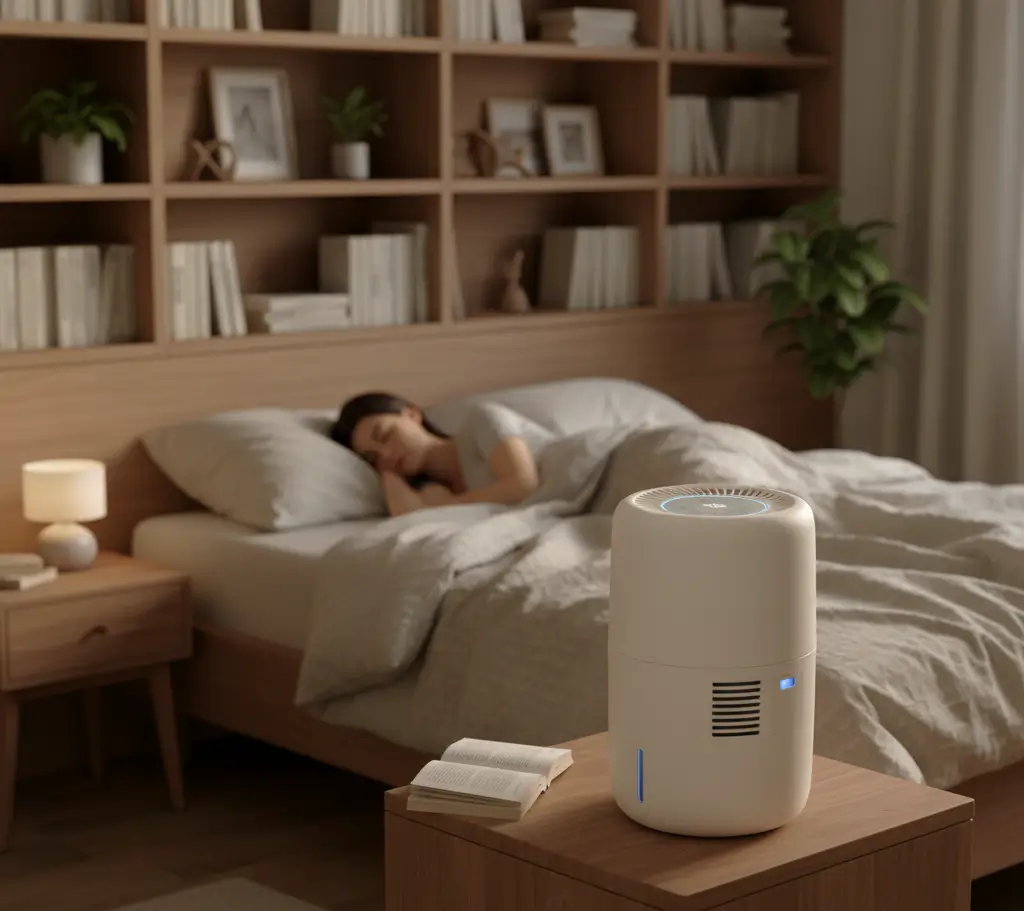 Klarta Humea WiFi Beige w sypialni. Źródło: Klarta.pl