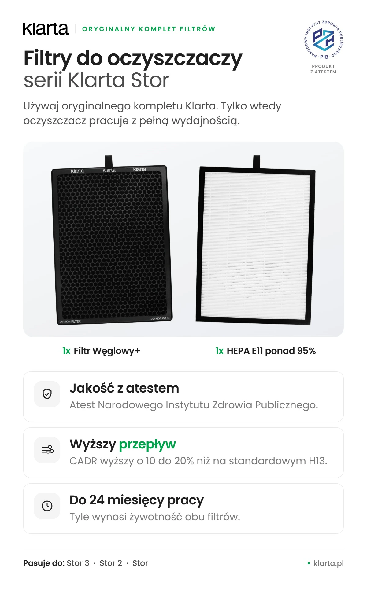 Klarta stor z filtrami